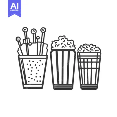 Aset premium populer: A black and white illustration of crafting supplies and snacks