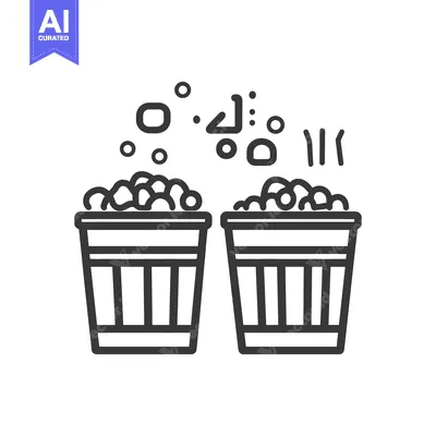 Aset premium populer: Two illustrative popcorn containers with popping kernels in the air