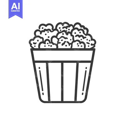 Aset premium populer: A striped container overflowing with fluffy delicious popcorn kernels