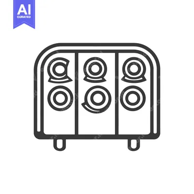 Aset desain premium: A geometric line drawing of a six speaker audio system