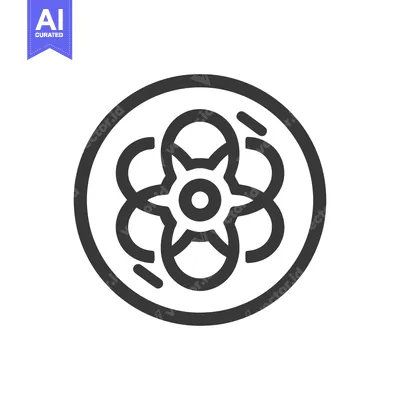 Aset premium populer: Abstract Floral Design: Circular Symmetry with Bold Line Art on White