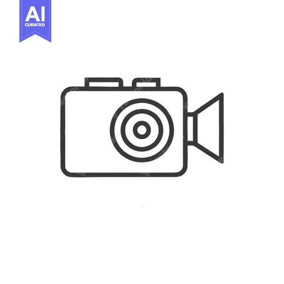 Aset premium populer: Minimalist Camcorder Icon: Simple Line Art on White Background