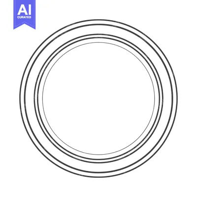 Aset desain premium: Minimalist Circular Frame: Concentric Black Lines on White Background,