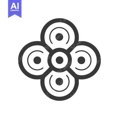 Aset premium populer: Abstract Geometric Flower Design with Concentric Circles in Gray