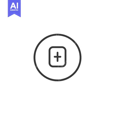 Aset desain premium: Circle with a Square Containing a Plus Sign