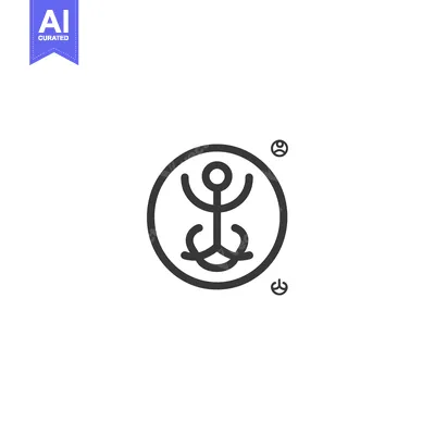 Aset desain premium: Circle with Stylized Human Figure and Two Smaller Circles