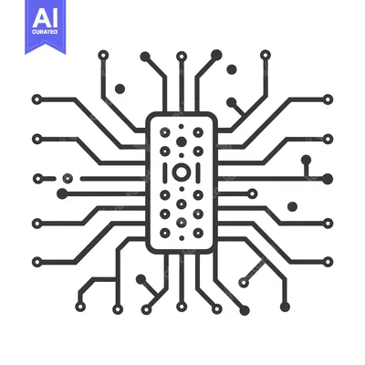 Aset premium populer: Circuit Board with Connected Nodes and a Central Processing Unit