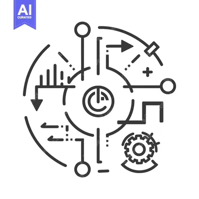 Premium design asset: Circular Abstract Design with Geometric Shapes and Arrows