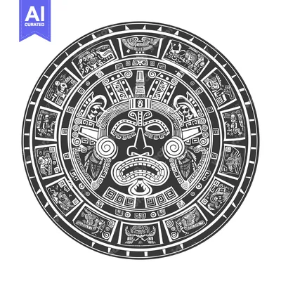 Popular premium asset: Circular Aztec Calendar with a Mask and Surrounding Symbols