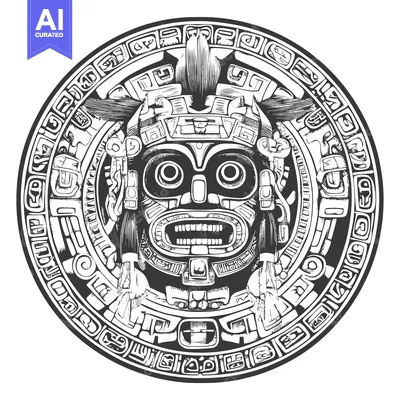 Popular premium asset: Circular Aztec Design with a Central Depiction of a Deity