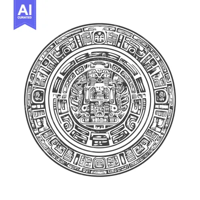 Popular premium asset: Circular Aztec Design with Central Deity Face