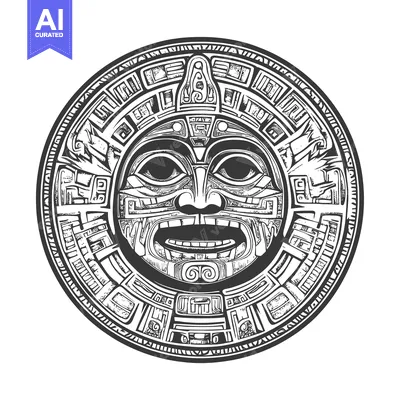 Popular premium asset: Circular Aztec Design with Intricate Facial Features