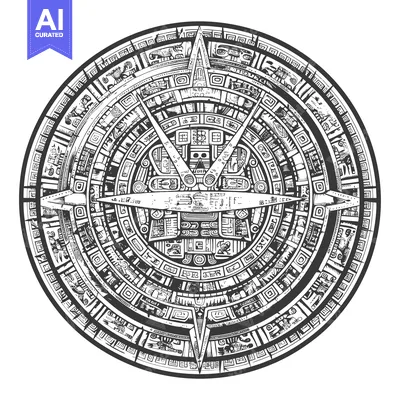 Premium design asset: Circular Aztec Design with Intricate Geometric Patterns