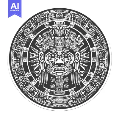 Aset premium populer: Circular Aztec Mask with Ornamental Border