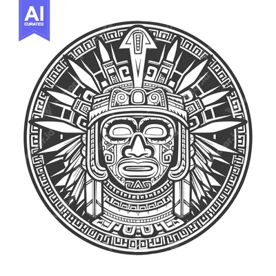 Popular premium asset: Circular Design Featuring an Ornate Native American Mask with Feathers