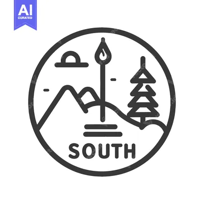 Aset desain premium: Circular Design with a Burning Torch, Mountain, and Tree, Indicating S