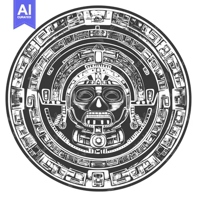 Circular Design with a Depiction of a Mayan Deity