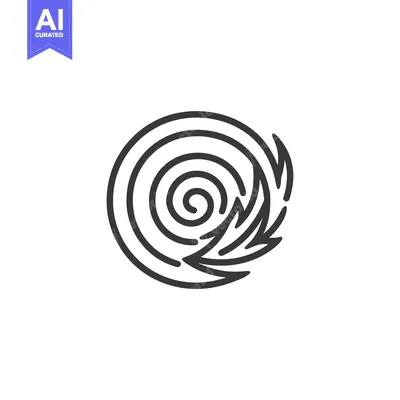 Aset premium populer: Circular Design with a Spiraling Center and Leaf-like Element