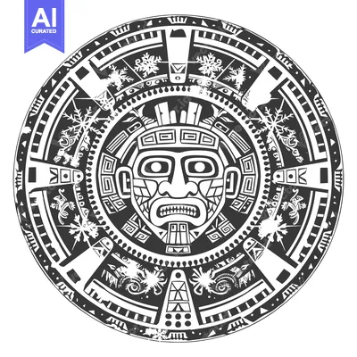 Aset desain premium: Circular design with a stylized face and geometric patterns