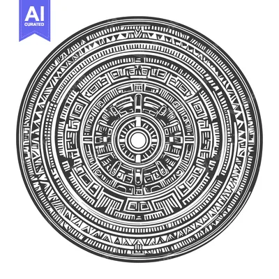 Aset desain premium: Circular Design with Geometric Patterns in Black and White