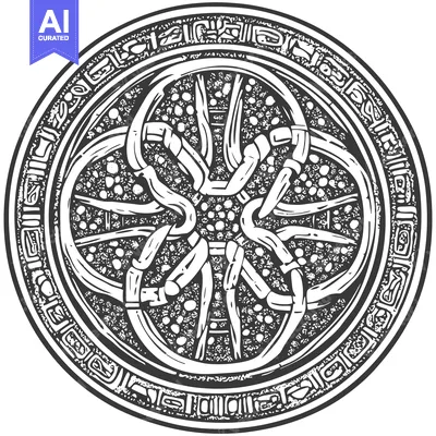 Aset desain premium: Circular Design with Intricate Geometric Patterns and Embellishments