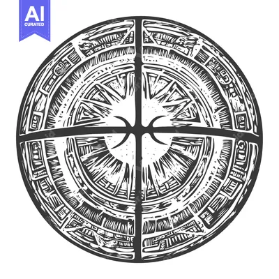 Aset desain premium: Circular design with intricate patterns and a central cross