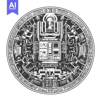 Premium design asset: Circular design with intricate patterns and a central structure