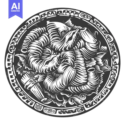 Popular premium asset: Circular Emblem with Intricate Design Featuring a Dragon-Like Creature