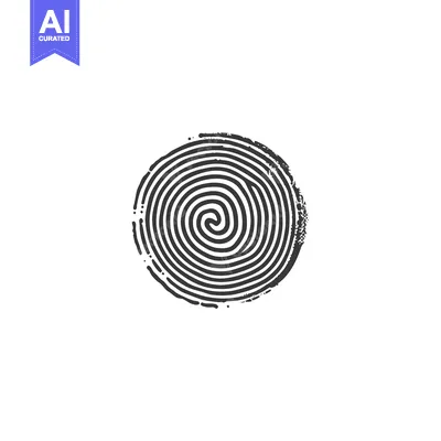 Aset desain premium: Circular Fingerprint with a Spiral Pattern