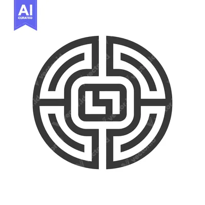Aset premium populer: Circular Geometric Symbol with Concentric Arcs and a Square Inside