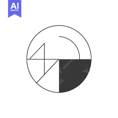 Aset desain premium: Circular Graphic with Geometric Shapes and a Black Sector