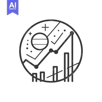 Premium design asset: Circular Graphic with Line Graph and Bar Chart