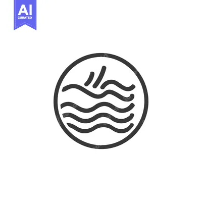 Premium design asset: Circular Icon Depicting Water Waves with a Thick Outline
