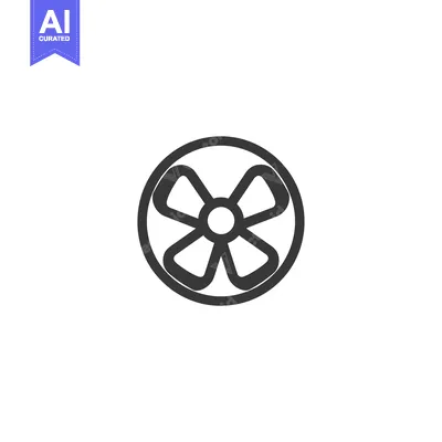 Aset desain premium: Circular Icon of a Four-Bladed Fan