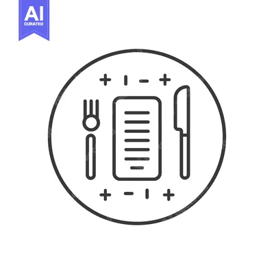 Aset premium populer: Circular Icon with Fork, Knife, and Menu