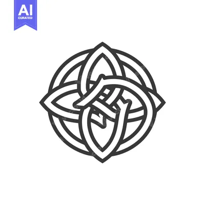 Aset desain premium: Circular Interlocking Design with Four-Leaf Clover Motifs