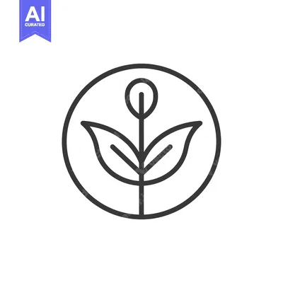 Aset premium populer: Circular Line Art Depiction of a Plant with Two Leaves