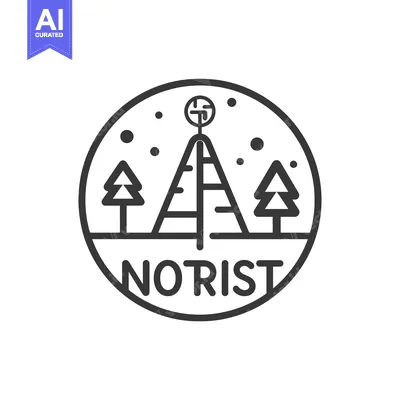 Popular premium asset: Circular logo with mountain, trees, and the word "Norist"