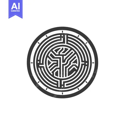 Aset desain premium: Circular Maze Design with Inner Circuitry Pattern