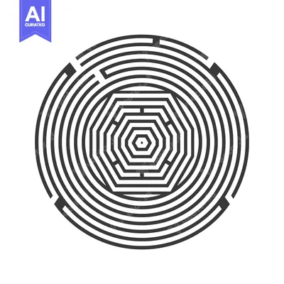 Premium design asset: Circular Maze Pattern with Octagonal Center