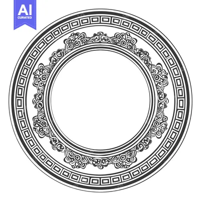 Aset desain premium: Circular Ornamental Frame with Greek Key Pattern