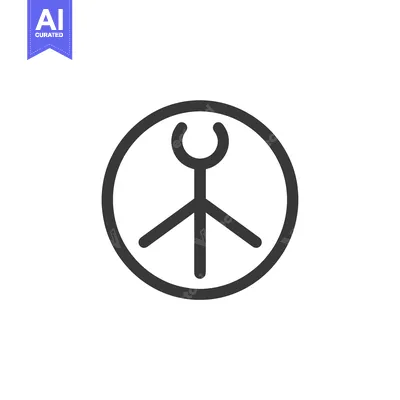 Aset desain premium: Circular Symbol with a U-shaped Top and Three Diagonal Lines