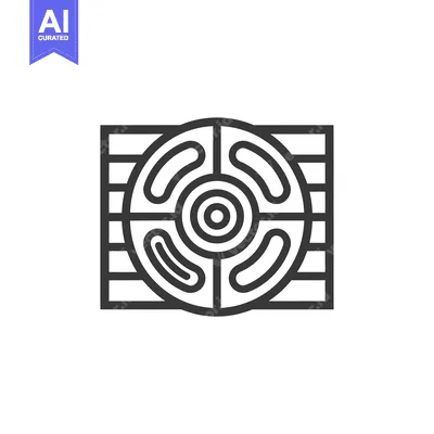 Aset premium populer: Circular symbol with concentric circles and lines