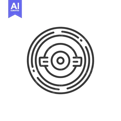 Aset desain premium: Circular symbol with concentric rings and a central circle with two ho