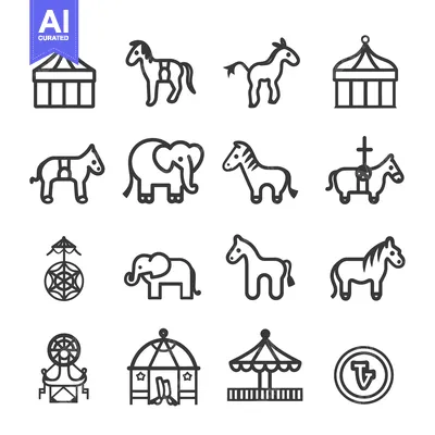 Popular premium asset: Circus and Carnival Outline Icons Set