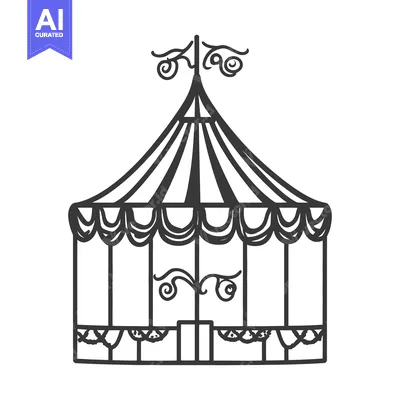 Popular premium asset: A detailed illustration of a circus tent with striped roof