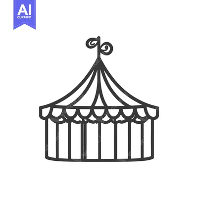 Aset desain premium: A simple illustration of a classic circus tent design