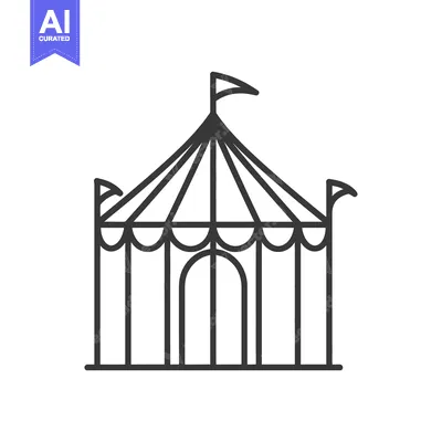 Popular premium asset: Simple outlined illustration of a tent with flags on top
