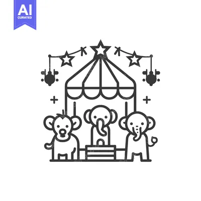 Popular premium asset: Circus Tent with Monkey and Two Elephants