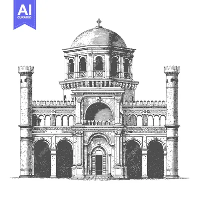 Premium design asset: Elegant Architectural Drawing Of A Grand Building